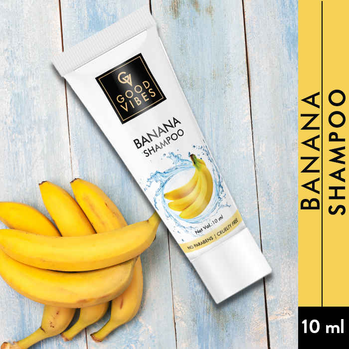 Buy Good Vibes Shine Shampoo - Banana - Travel Size (10 ml) - Purplle