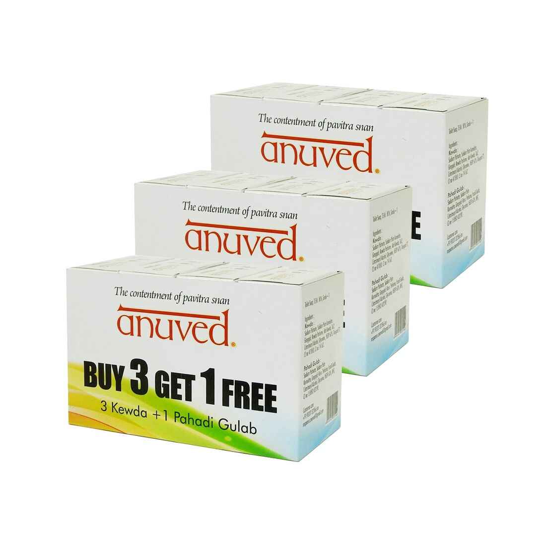 Buy Anuved 9 Kewda Soap and 3 Pahadi Gulab Soap - Set of 3 - Purplle