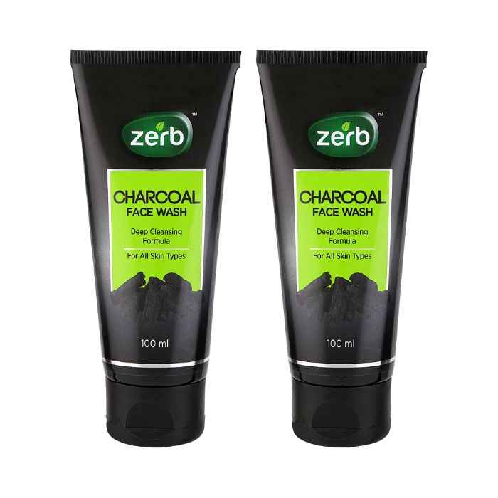 Buy Zerb Charcoal Face Wash Deep Cleansing Formula And Activated Charcoal Suitable For All Skin Types - Pack Of 2 (100 ml) Each - Purplle