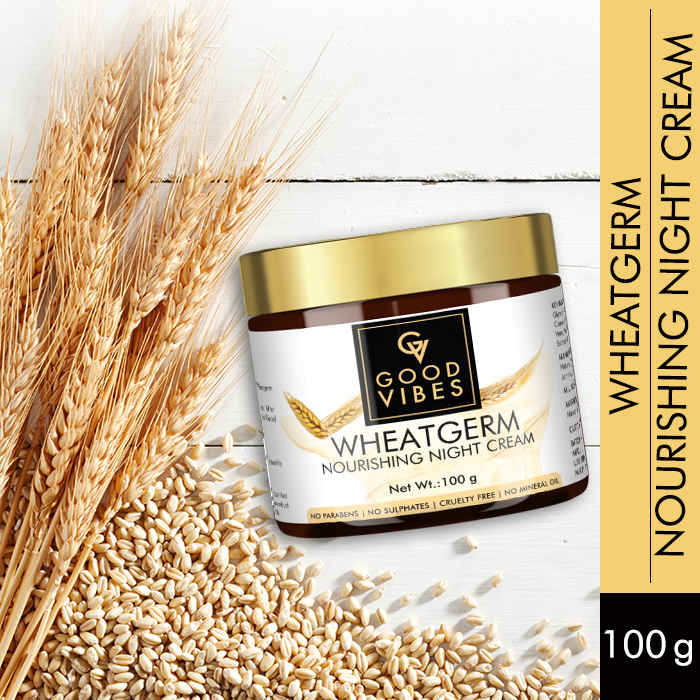 Buy Good Vibes Wheatgerm Nourishing Night Cream | Anti-Inflammatory, Heals Scars | With Almond Oil | Np Parabens, No Sulphates, No Mineral Oil (100 g) - Purplle