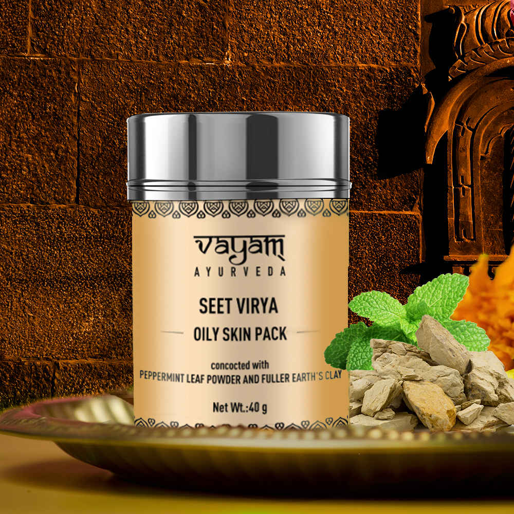 Buy Vayam Ayurveda Seet Virya Oily Skin Face Pack concocted with Peppermint Leaf Powder and Fuller Earth's Clay (40 g) | Ayurvedic | Natural | Herbal | Pure | Sulphate free | Paraben Free - Purplle