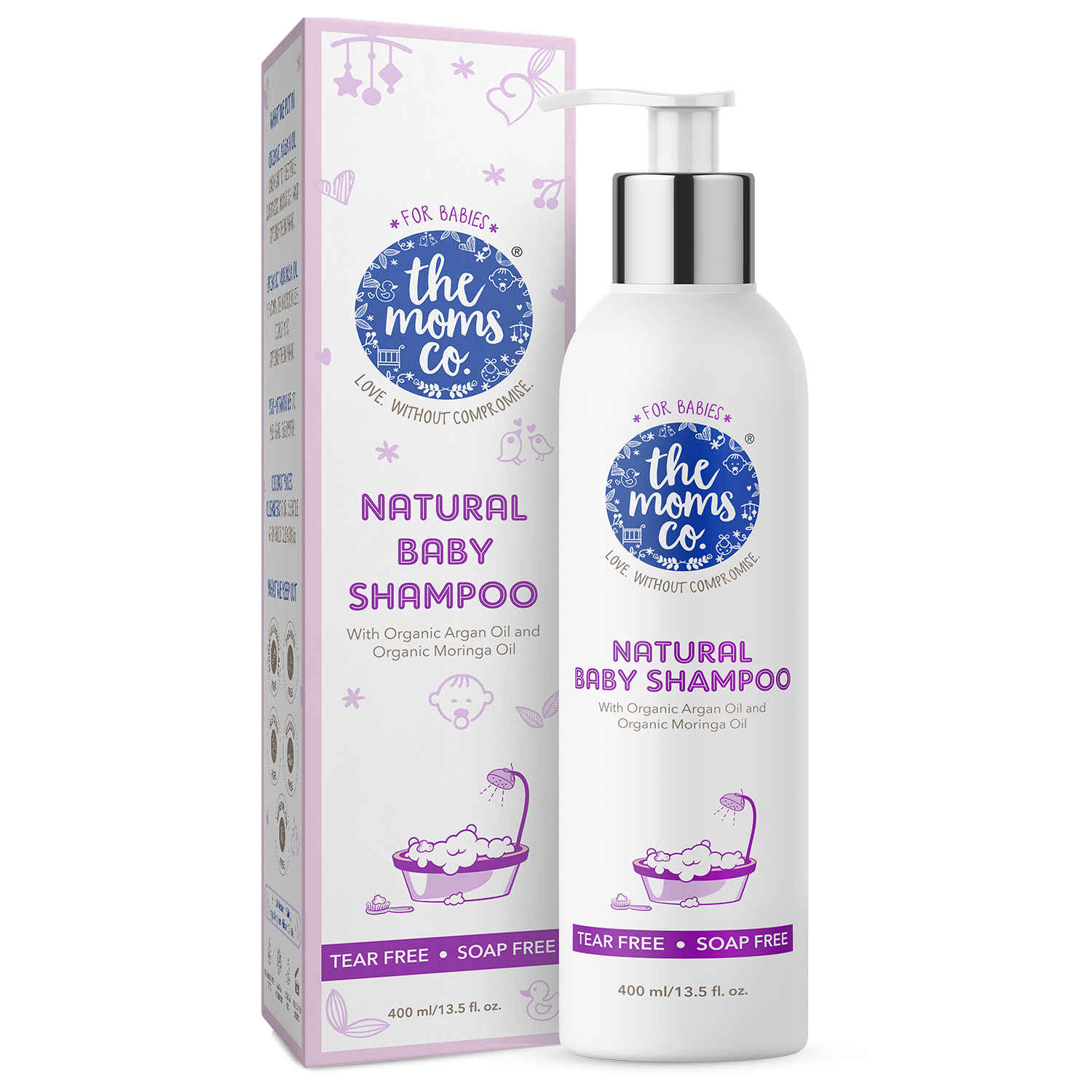 Buy The Moms Co. Tear-Free Natural Baby Shampoo| Australia-Certified Toxin-Free | Cleans & Conditions Hair | With Organic Argan Oil, Moringa Oil & Coconut-based Cleansers- 400 ml - Purplle