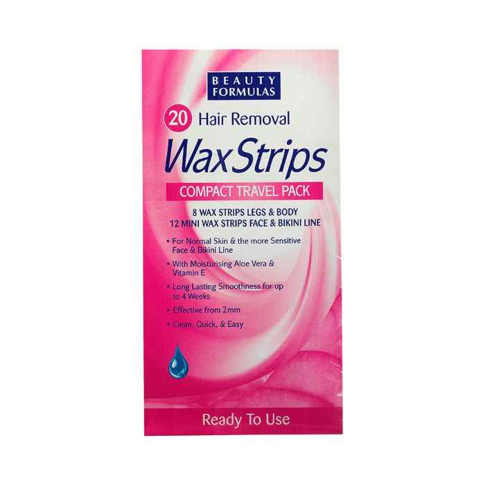 Buy Beauty Formulas Hair Removal Wax Strips Compact Travel Pack 20 Pcs (8-leg & Body+12 face & bikini) - Purplle