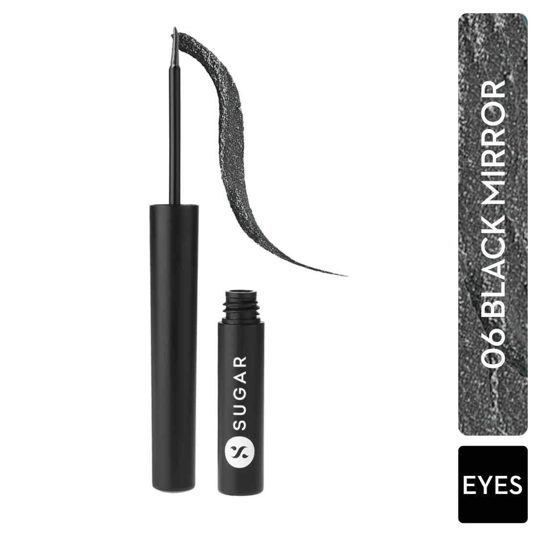 Buy SUGAR Cosmetics Eye Dared You So! Metallic Eyeliner - 06 Black Mirror (Black with Silver micro glitter) - Purplle