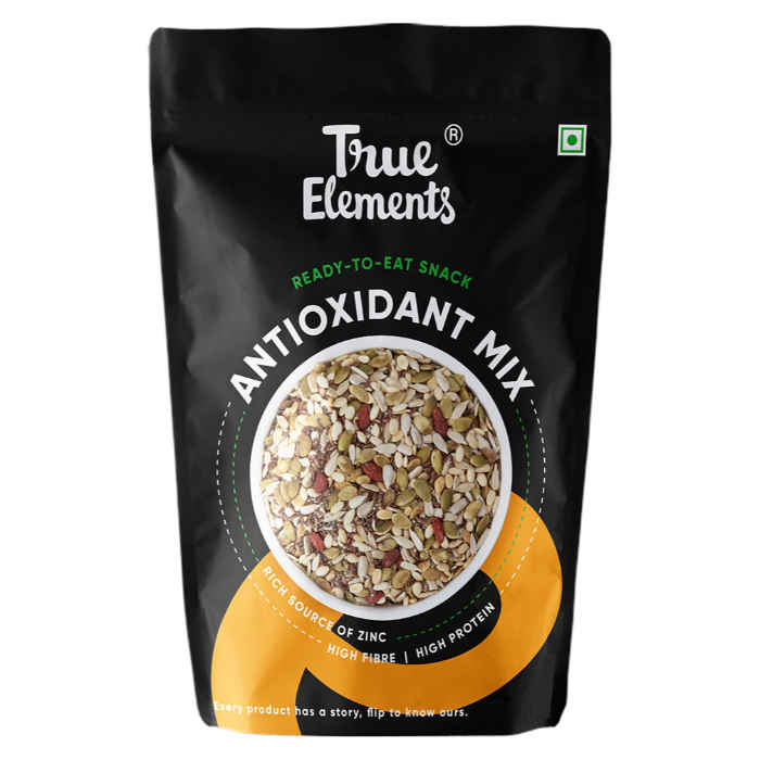 Buy True Elements Antioxidant Mix Roasted Sunflower Pumpkin Flax Seeds Watermelon Chia And Goji Berry for Weight management, Smoother skin, Anti ageing, healthy hair(125 g) - Purplle