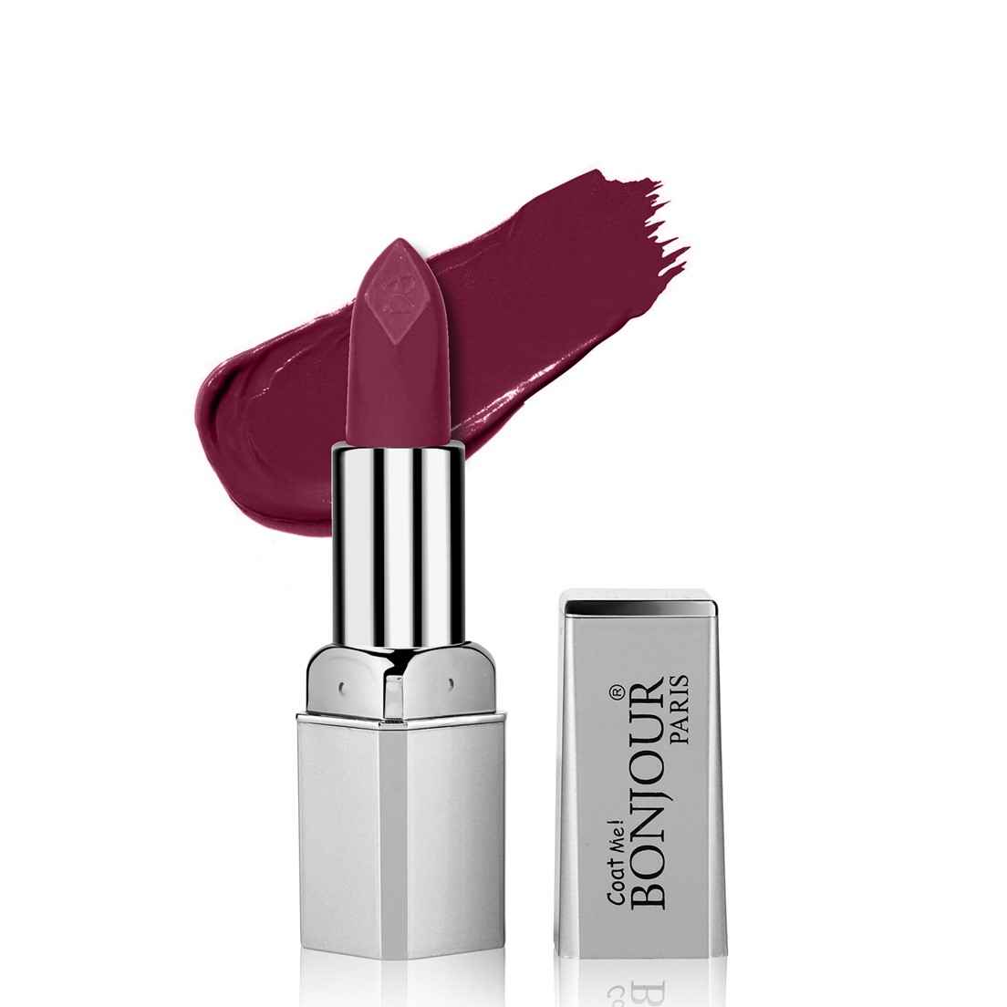 Buy Bonjour Paris Coat Me Premium Creme Matte 9-5 Hydrating Lipstick, Burgundy (4.2 g) - Purplle