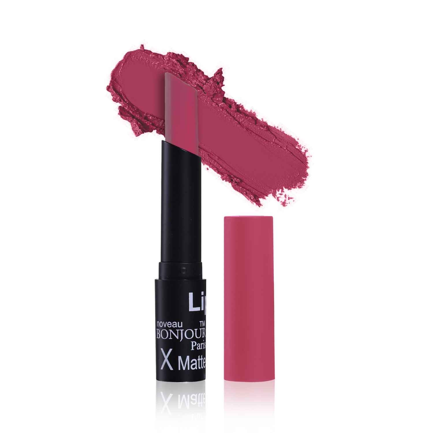 Buy Bonjour Paris Coat Me Satin Matte Lipstick Enriched with Moisturizer and UV Rays Protection, Strawberry - Reddish Pink (3.5 g) - Purplle