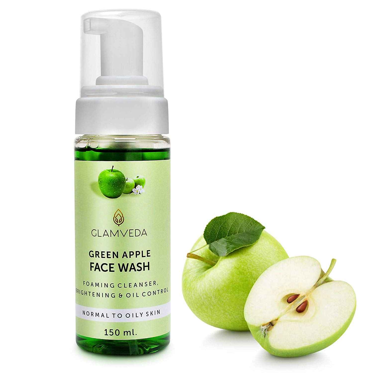 Buy Glamveda Green Apple Brightening & Oil Control Foaming Face Wash (150 ml) - Purplle