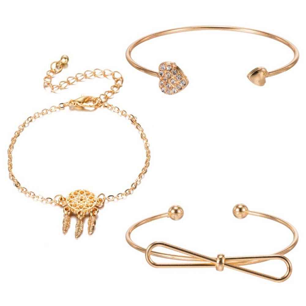 Buy Ferosh Dream Catcher Bow Love Cuff Set - Set of 3 Cuff Bracelet Set - Purplle
