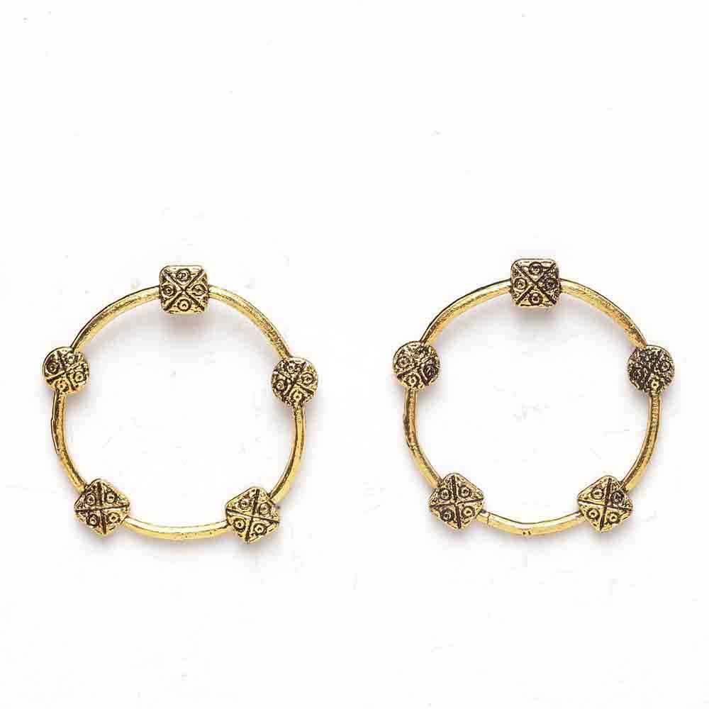 Buy Ferosh Zarka Open Circle Artistic Oxidized Golden Earrings - Purplle