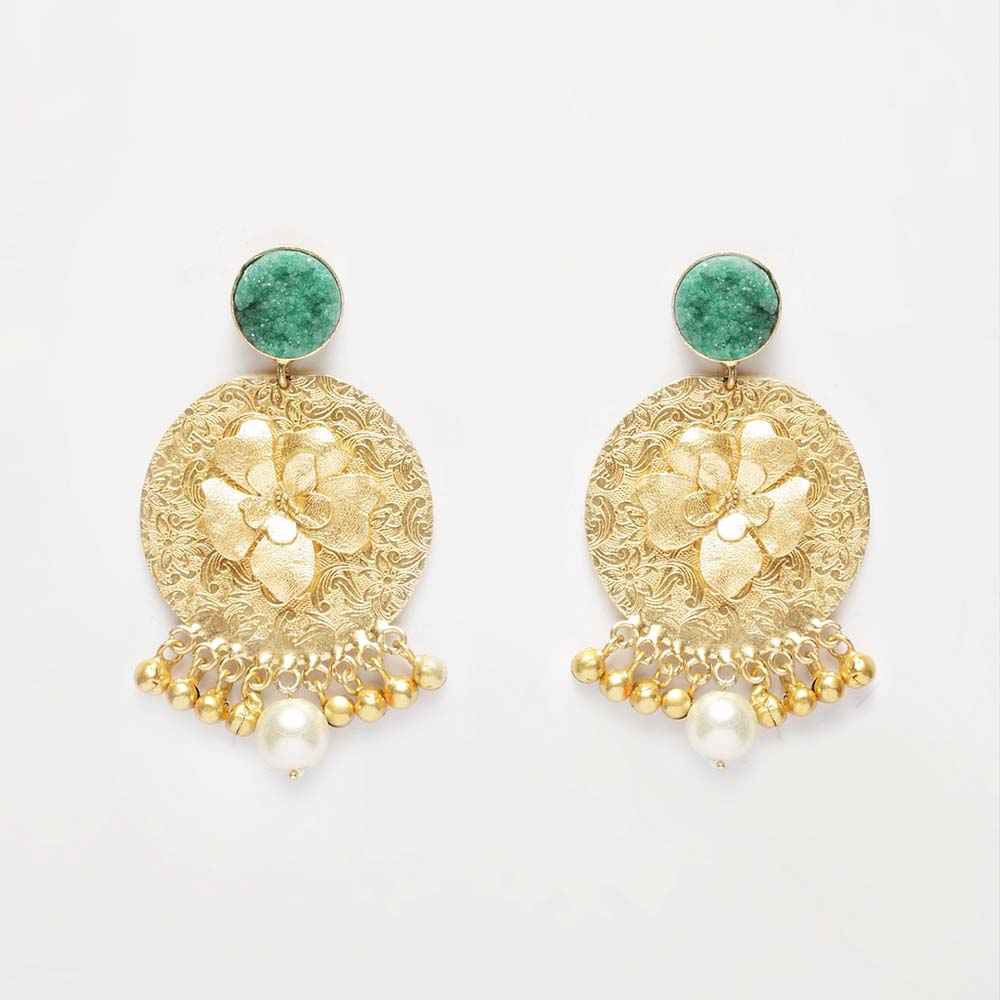 Buy Ferosh Floral Motif's Drop Earrings - Purplle