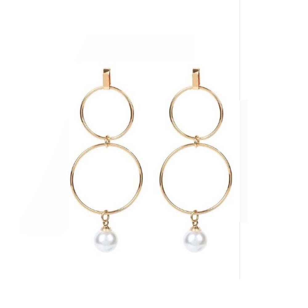 Buy Ferosh Mirona Open Circle Golden Drop Earrings - Purplle