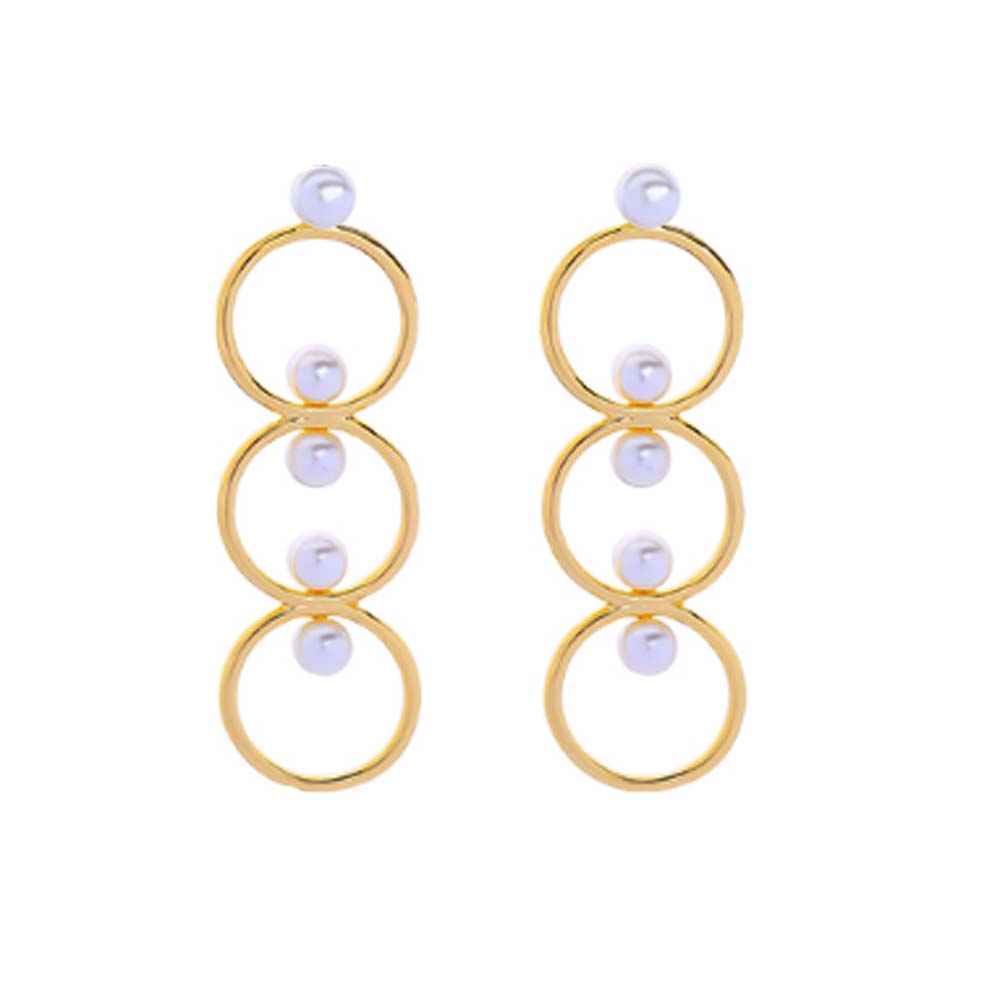 Buy Ferosh Jaina Layered Hoop Pearl Drop Earrings for Women - Purplle