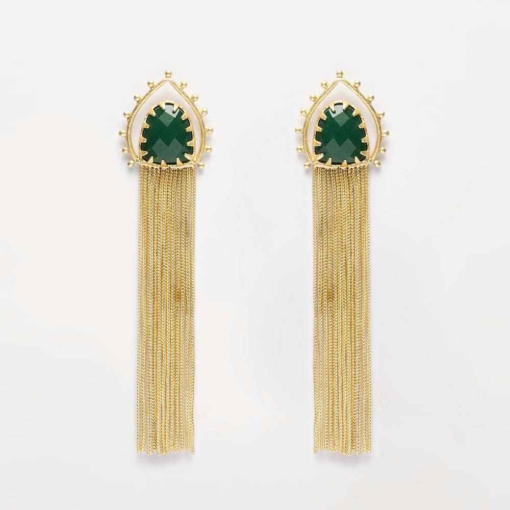 Buy Ferosh Green Gold Shower Dangler Earrings - Purplle