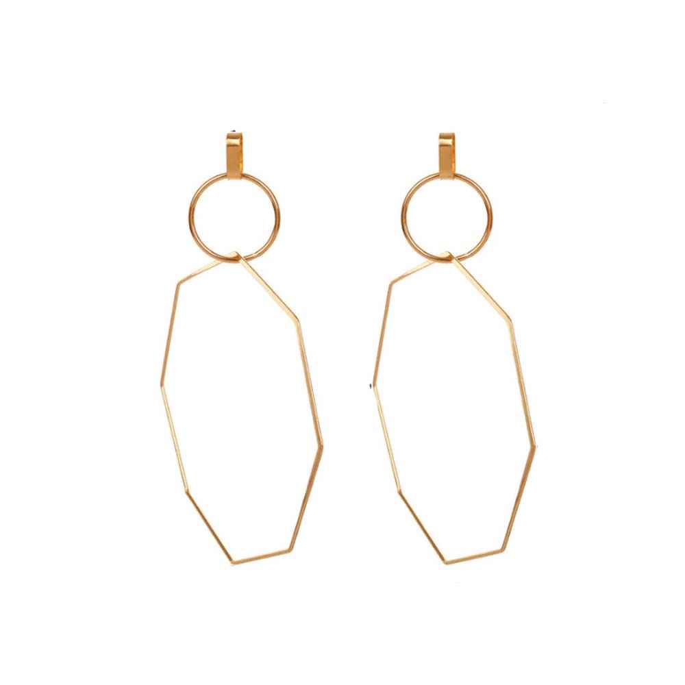Buy Ferosh Octagon Big Gold Dangle Earrings - Purplle