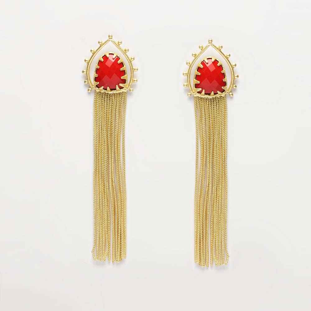 Buy Ferosh Red Gold Shower Dangler Earrings - Purplle