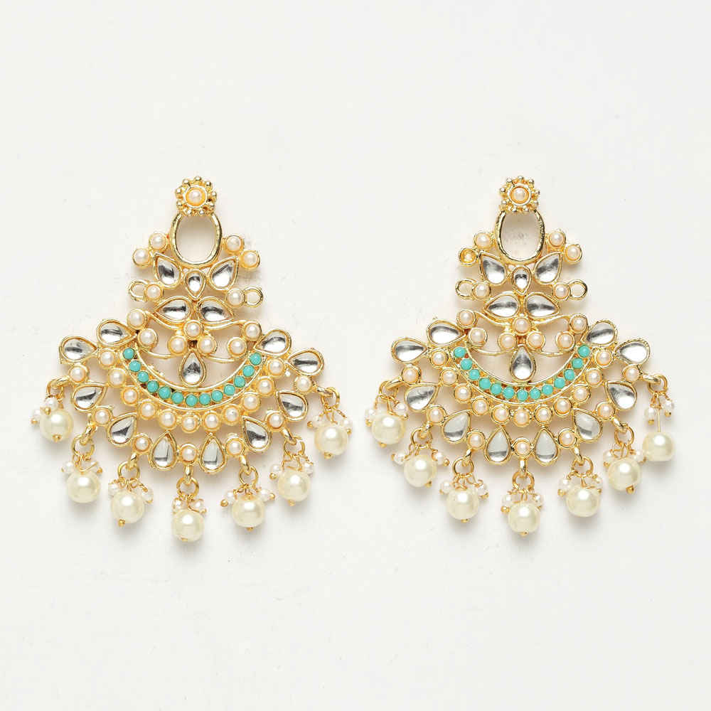 Buy Ferosh Maulik Turquoise Pearl Charm Ethnic Earrings - Purplle