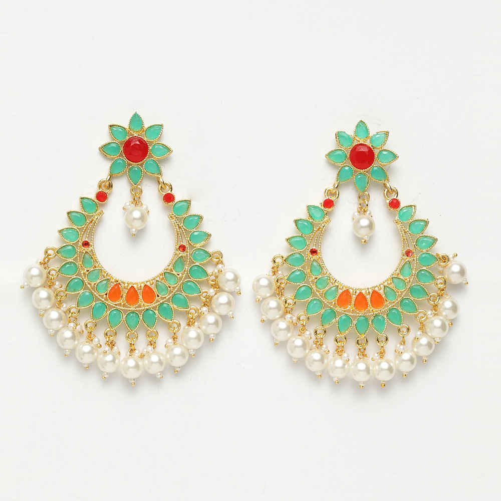 Buy Ferosh Aarya Pearl-Charm Chandbali Earrings - Purplle