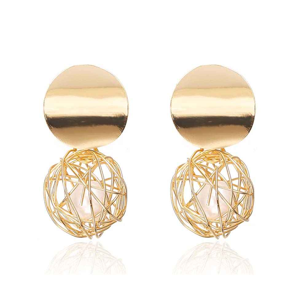 Buy Ferosh Althea Pearl Golden Drop Earrings - Purplle