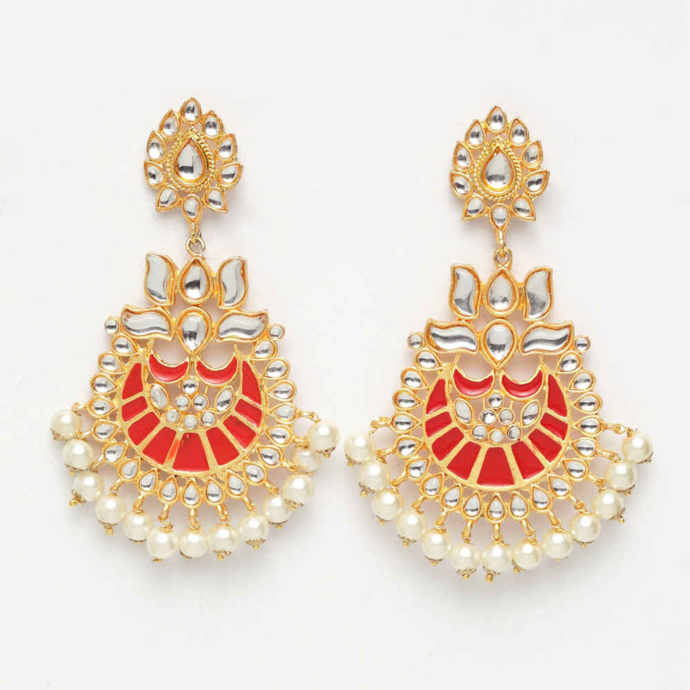 Buy Ferosh Mehar Red Pearl Ethnic Earrings - Purplle