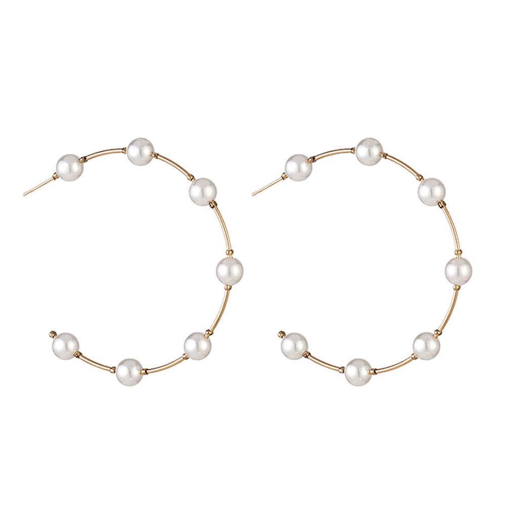 Buy Ferosh Faustina Pearl Studded Half Hoop Earrings - Purplle