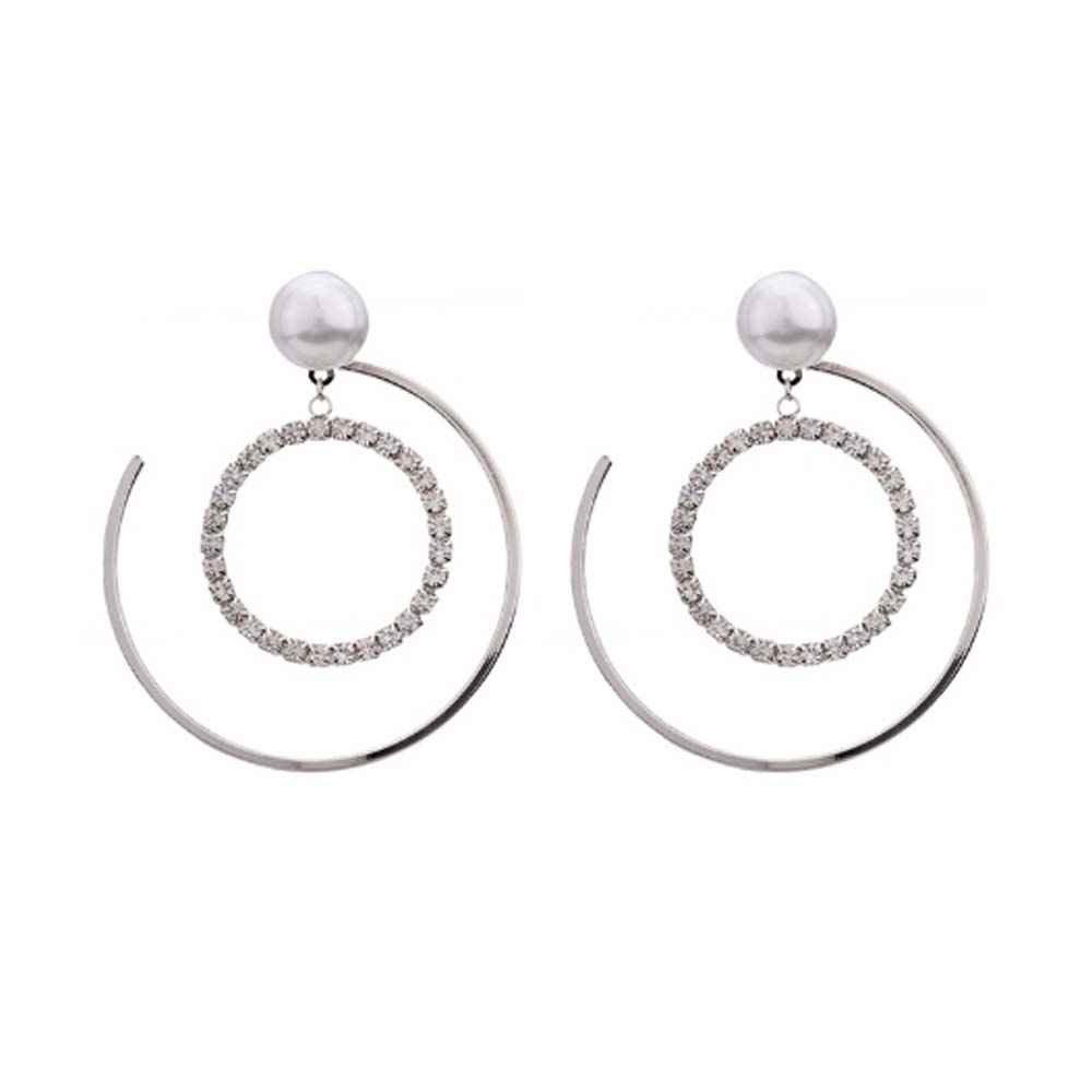 Buy Ferosh Oishi Silver Pearl Loop Earrings - Purplle