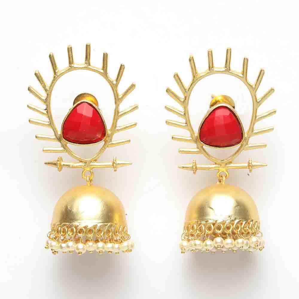 Buy Ferosh Kirtika Sizzling Red Sunshine Golden Jhumkas - Purplle