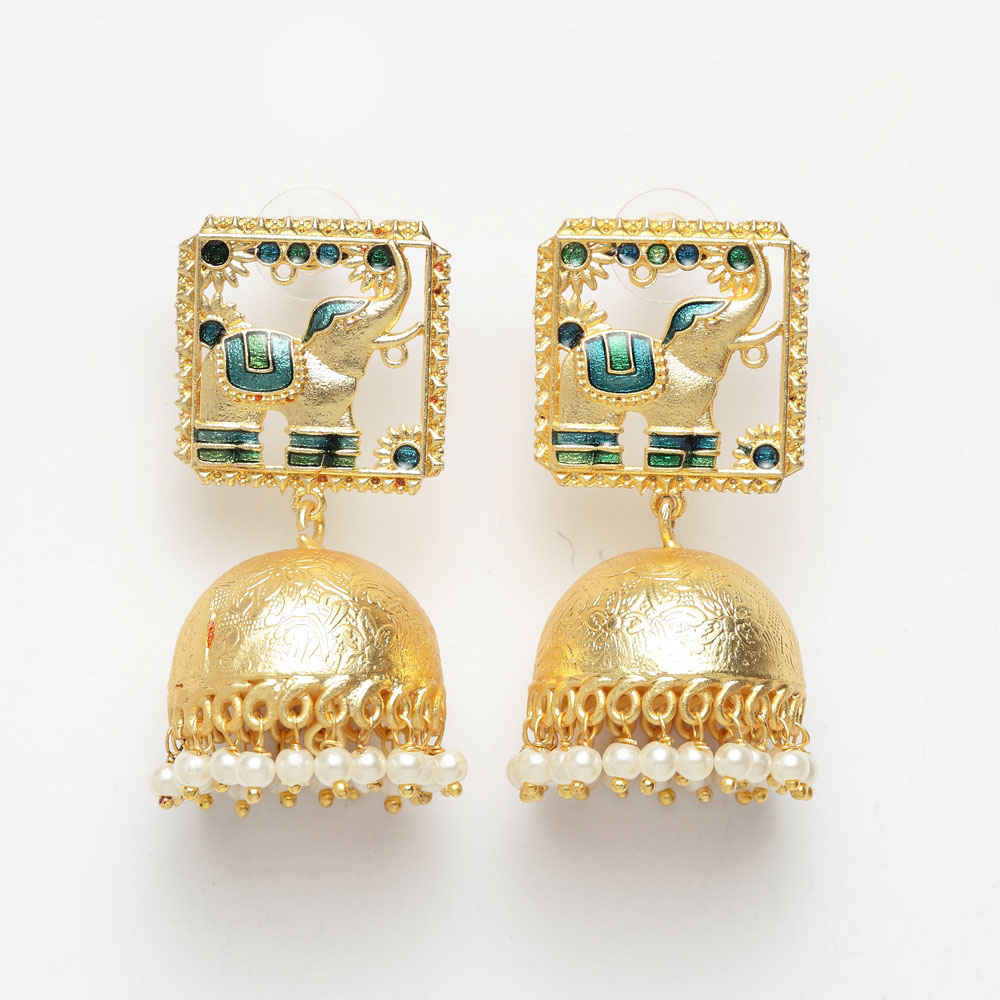 Buy Ferosh Iravathi Gold-Pearl Jhumka Earrings - Purplle