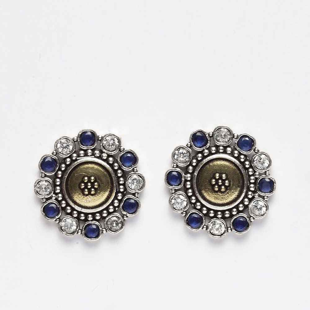 Buy Ferosh Blue Gem Stones Embellished Stud Earrings - Purplle