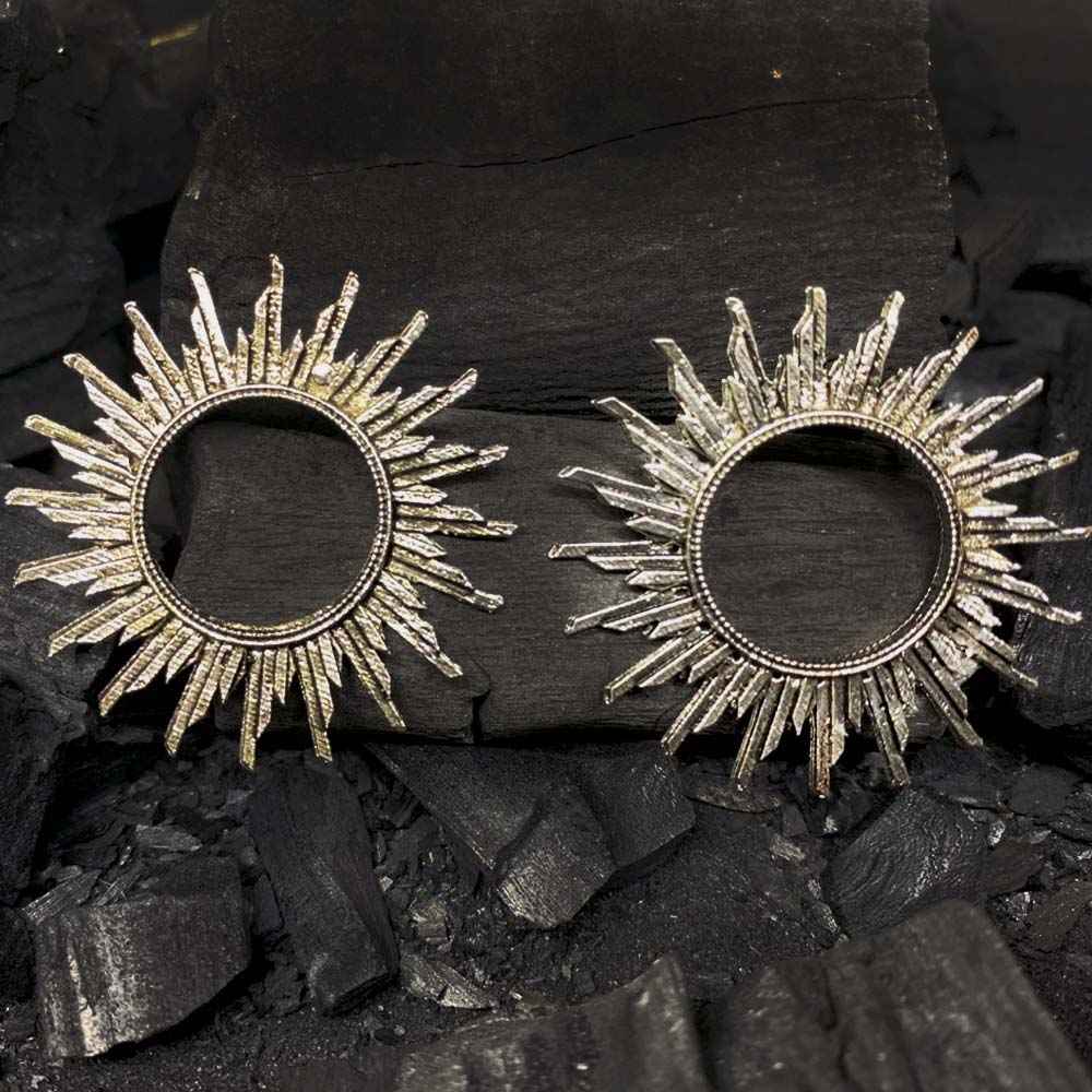 Buy Ferosh Jyotsna Radiant Oxidized Silver Statement Earrings - Purplle