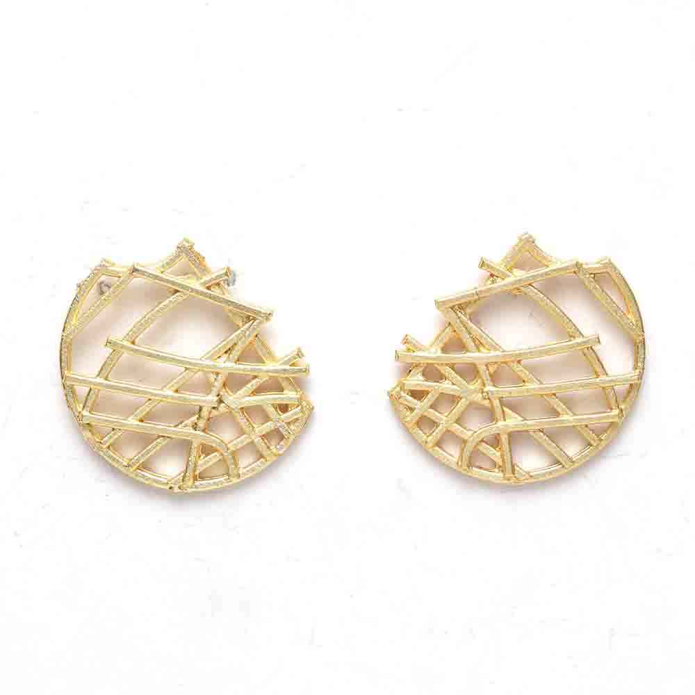 Buy Ferosh Meila Criss-Cross Golden Half-Circle Stud Earrings - Purplle