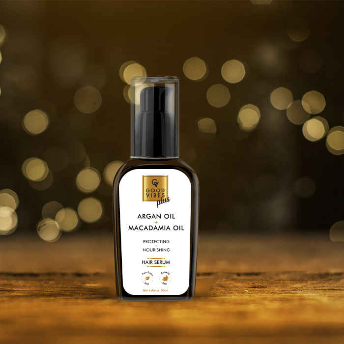 Buy Good Vibes Plus Hair Serum, Protecting + Nourishing - Argan Oil + Macadamia Oil (50 ml) - Purplle