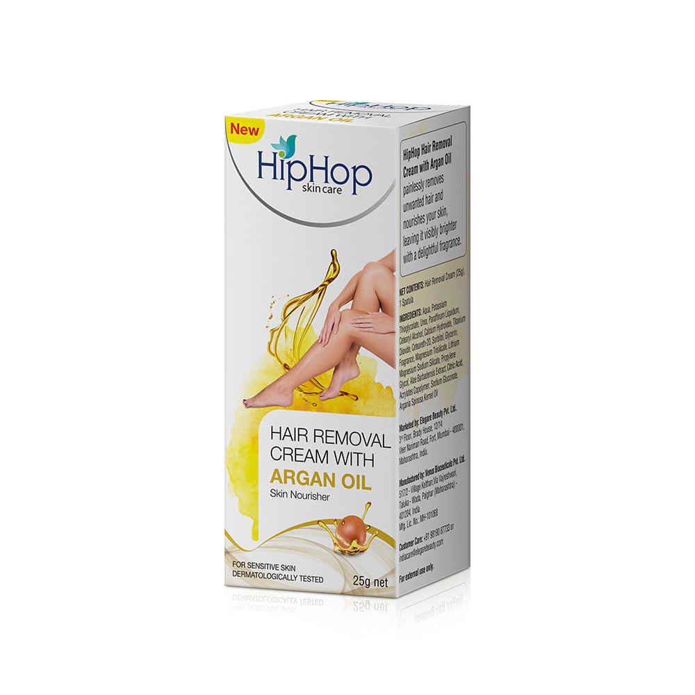 Buy HipHop Skincare Hair Removal Cream with Argan Oil, Hair-free, Smooth & Nourished Skin, Sensitive Skin Formula, Dermatologically Tested (25 GM) - Purplle