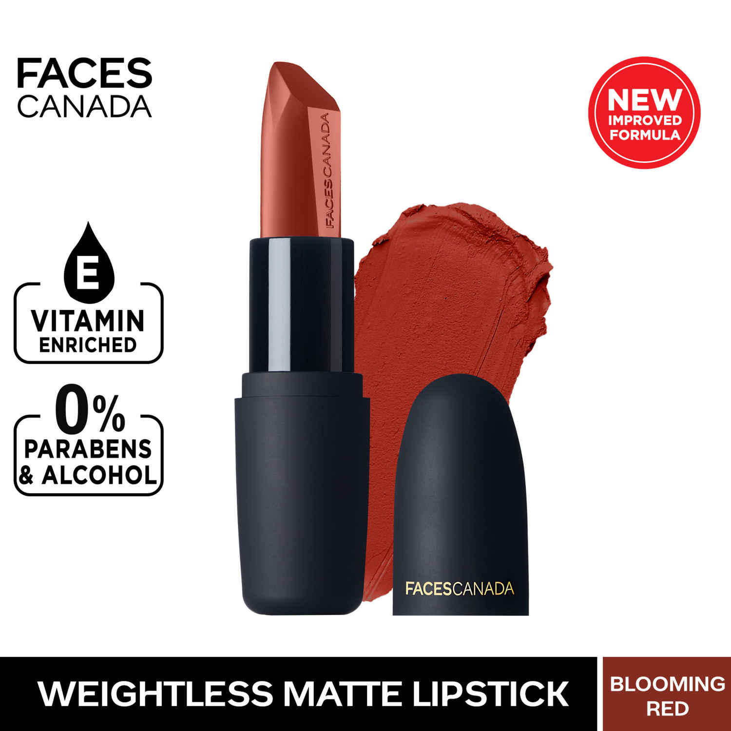 Buy Faces Canada Weightless Matte Lipstick |Jojoba and Almond Oil enriched| Highly pigmented | Smooth One Stroke Weightless Color | Keeps Lips Moisturized | Shade - Blooming Red 4.5g - Purplle