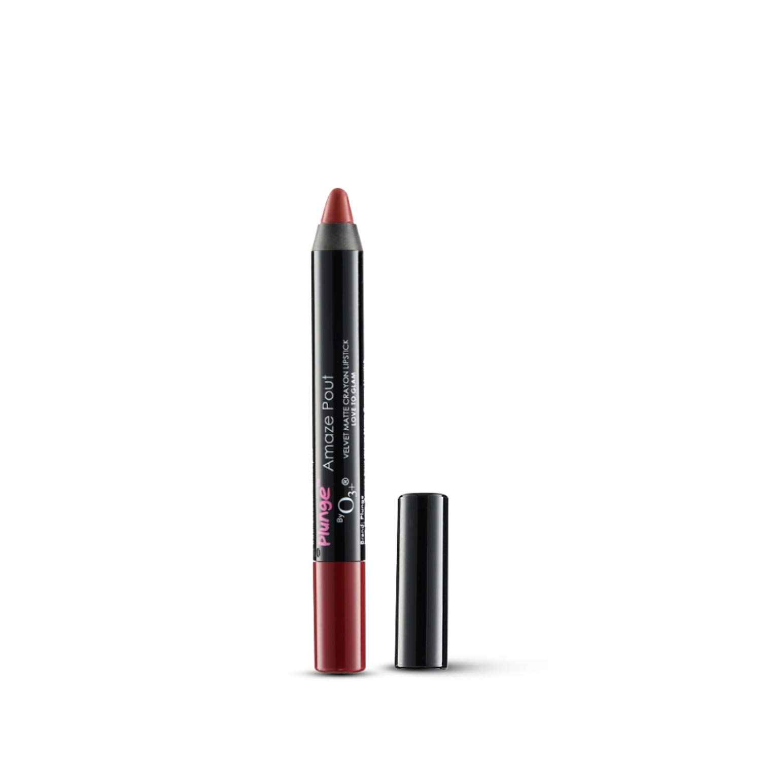 Buy O3+ Plunge Amaze Pout Velvet Matte Crayon Lipstick Pencil with Free Sharpener (Love Me Red, 2.8g) - Purplle