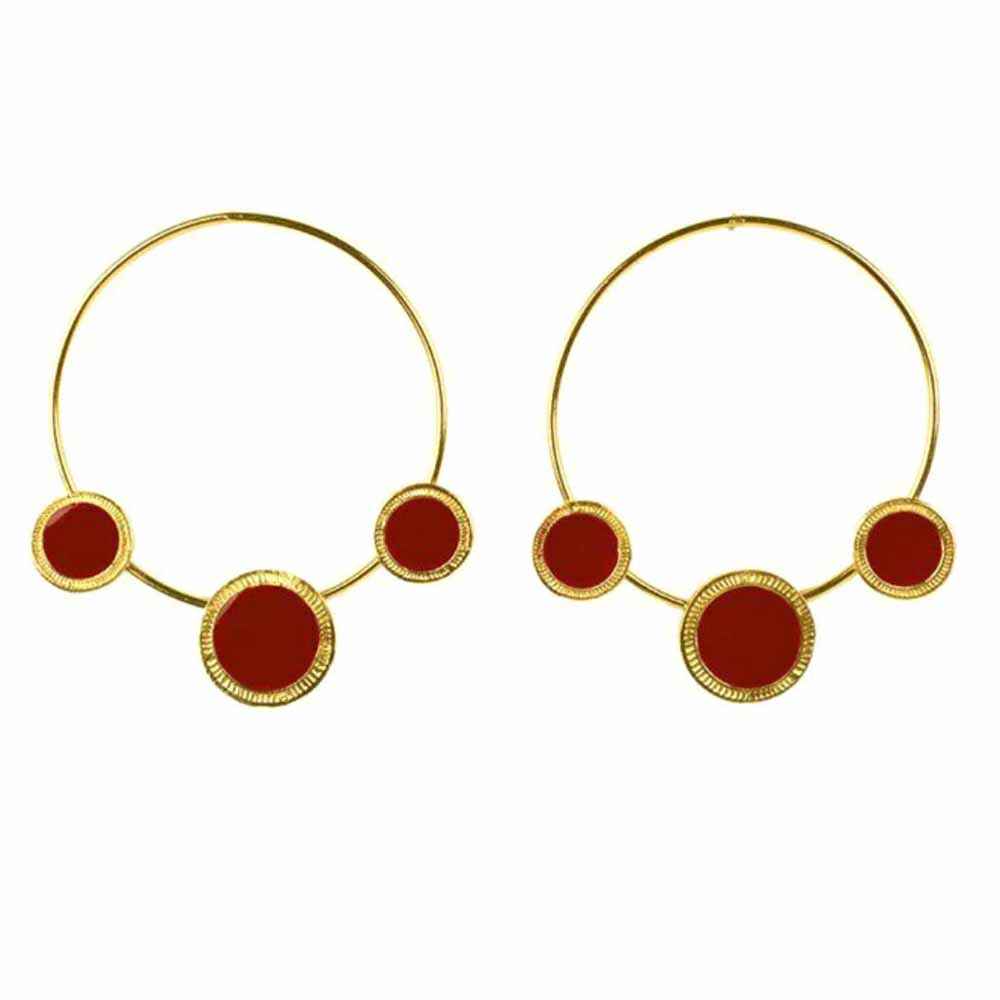Buy Ferosh Wondrous Golden Red Charm Hoop Earrings - Purplle