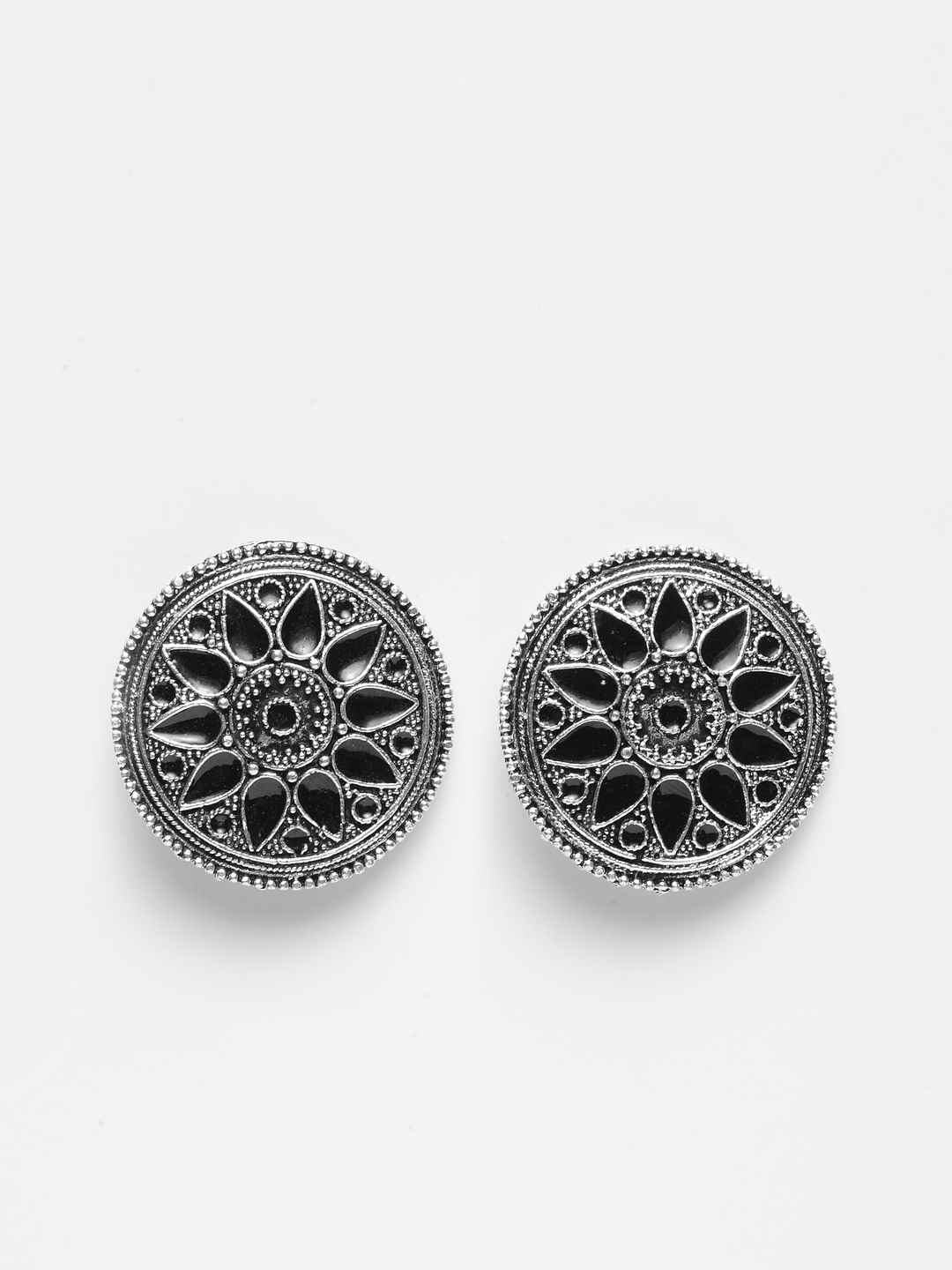 Buy Ferosh Leela Black Oxidized Stud Earrings - Purplle