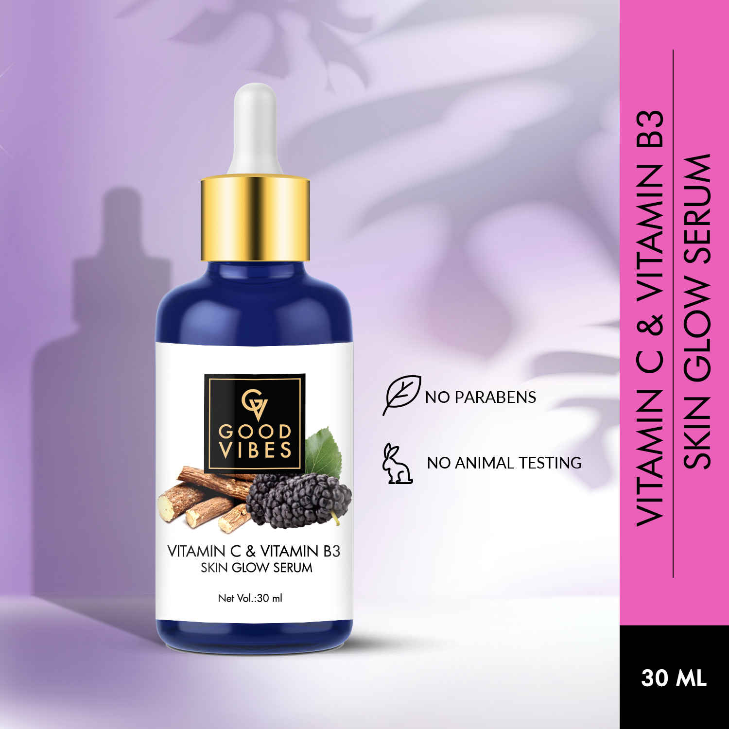 Buy Good Vibes Vitamin C & B3 Skin Glow Face Serum | Brightening, Anti-Ageing | With Orange | No Parabens, No Sulphates, No Animal Testing (30 ml) - Purplle