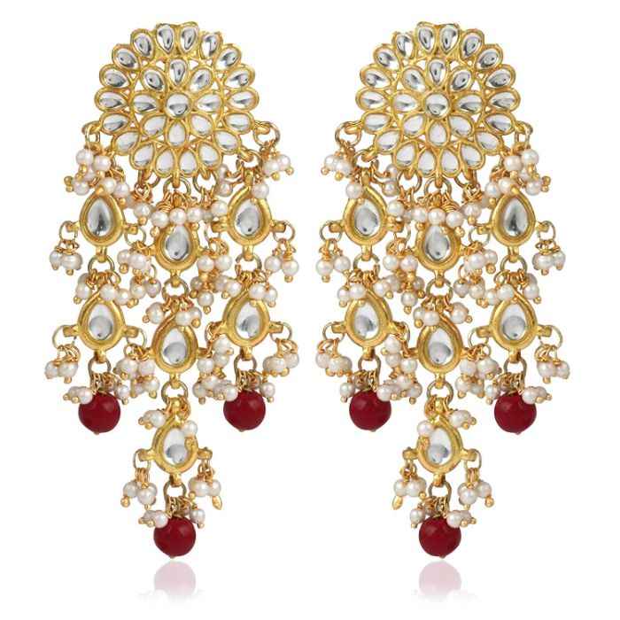 Buy Karatcart GoldPlated Fashion Red Dangler Stylish Fancy Party Wear Earrings With Maang-Tikka For Women - Purplle