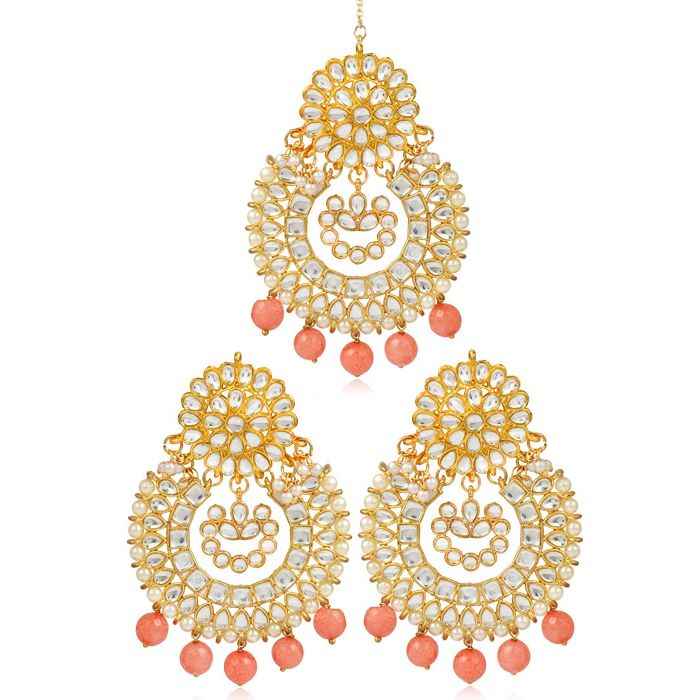 Buy Karatcart GoldPlated Fashion Pink Chandbali Dangler Stylish Fancy Party Wear Earrings For Women - Purplle