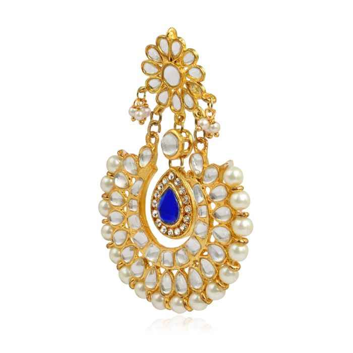 Buy Karatcart GoldPlated Fashion Blue Chandbali Dangler Stylish Fancy Party Wear Earrings With Maang-Tikka For Women - Purplle