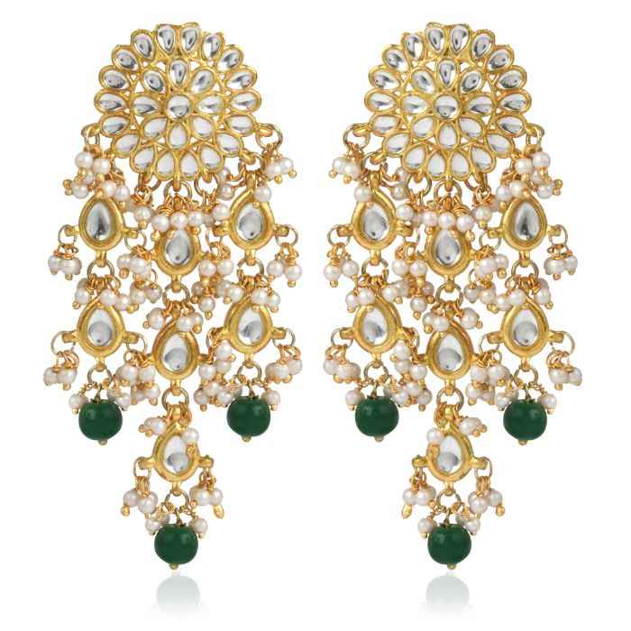 Buy Karatcart GoldPlated Green Beads Dangler Stylish Fancy Party Wear Earrings For Women - Purplle