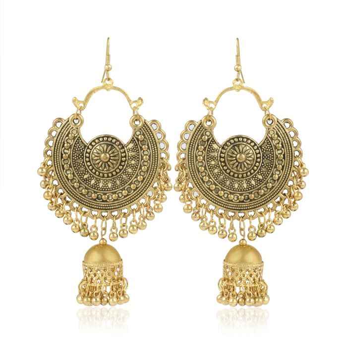 Buy Karatcart Jaipuri Designer Vintage Oxidised Silver Tribal Dangler Mirror Earring Antique Jewellery for Women - Purplle