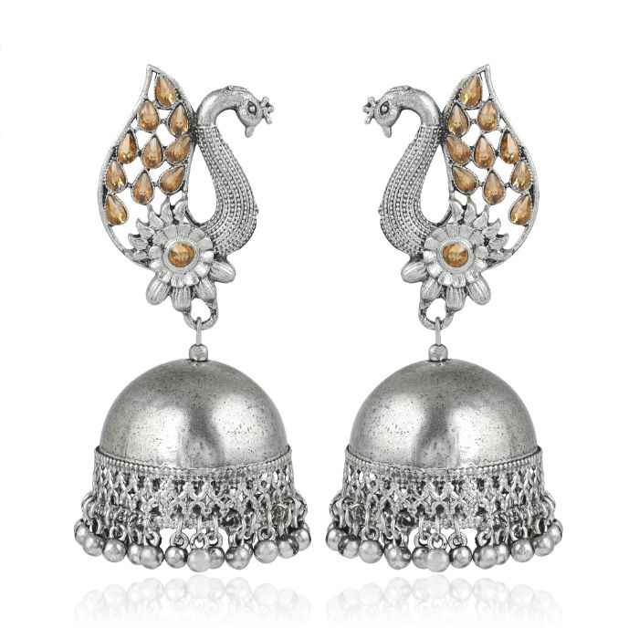 Buy Karatcart Afghani Tribal Oxidised Dangler Stylish Fancy Party Wear Light Weight Peacock Jhumki Earrings For Women - Purplle