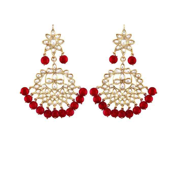 Buy Karatcart GoldPlated Fashion Red Chandbali Dangler Stylish Fancy Party Wear Earrings For Women - Purplle