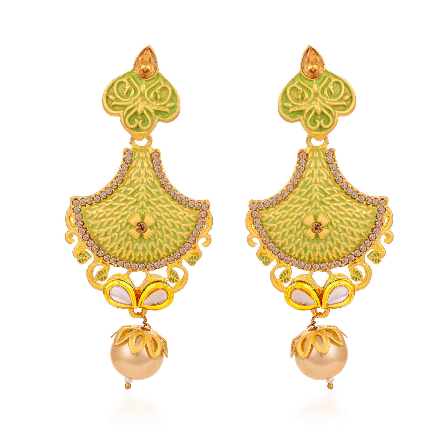 Buy Sukkhi Modern Pearl Mint Meena Collection Gold Plated Earring for Women - E78593 - Purplle