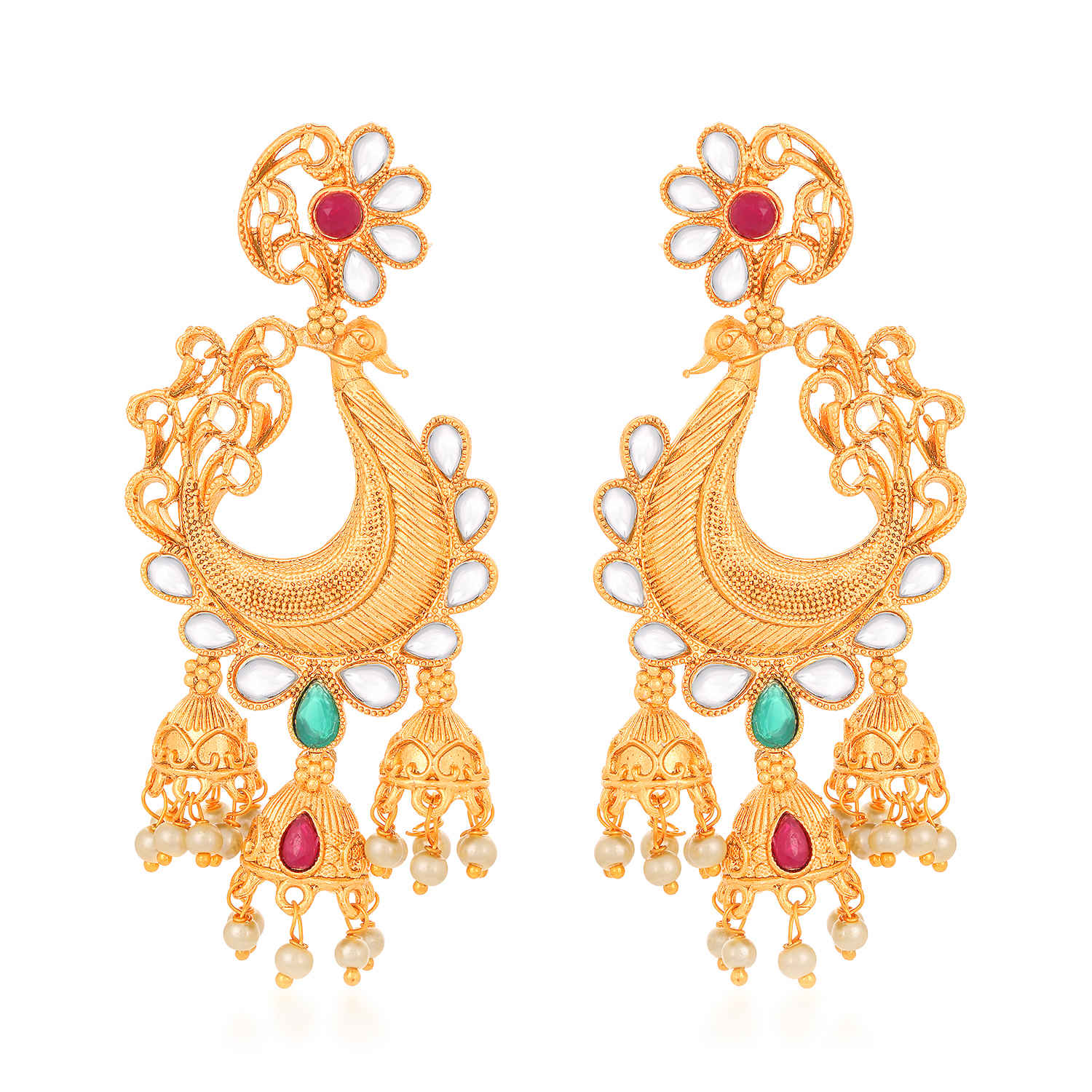Buy Sukkhi Antique Peacock Gold Plated Kundan Earring for Women - E78828 - Purplle