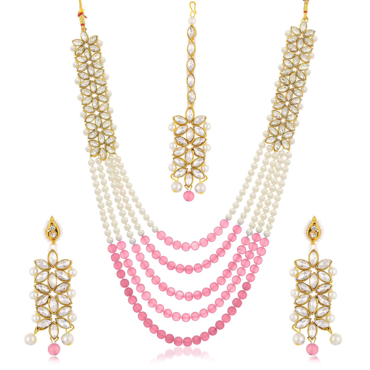 Buy Sukkhi Charming Gold Plated Kundan and Pearl Long Haram Necklace Set for Women - N79272 - Purplle