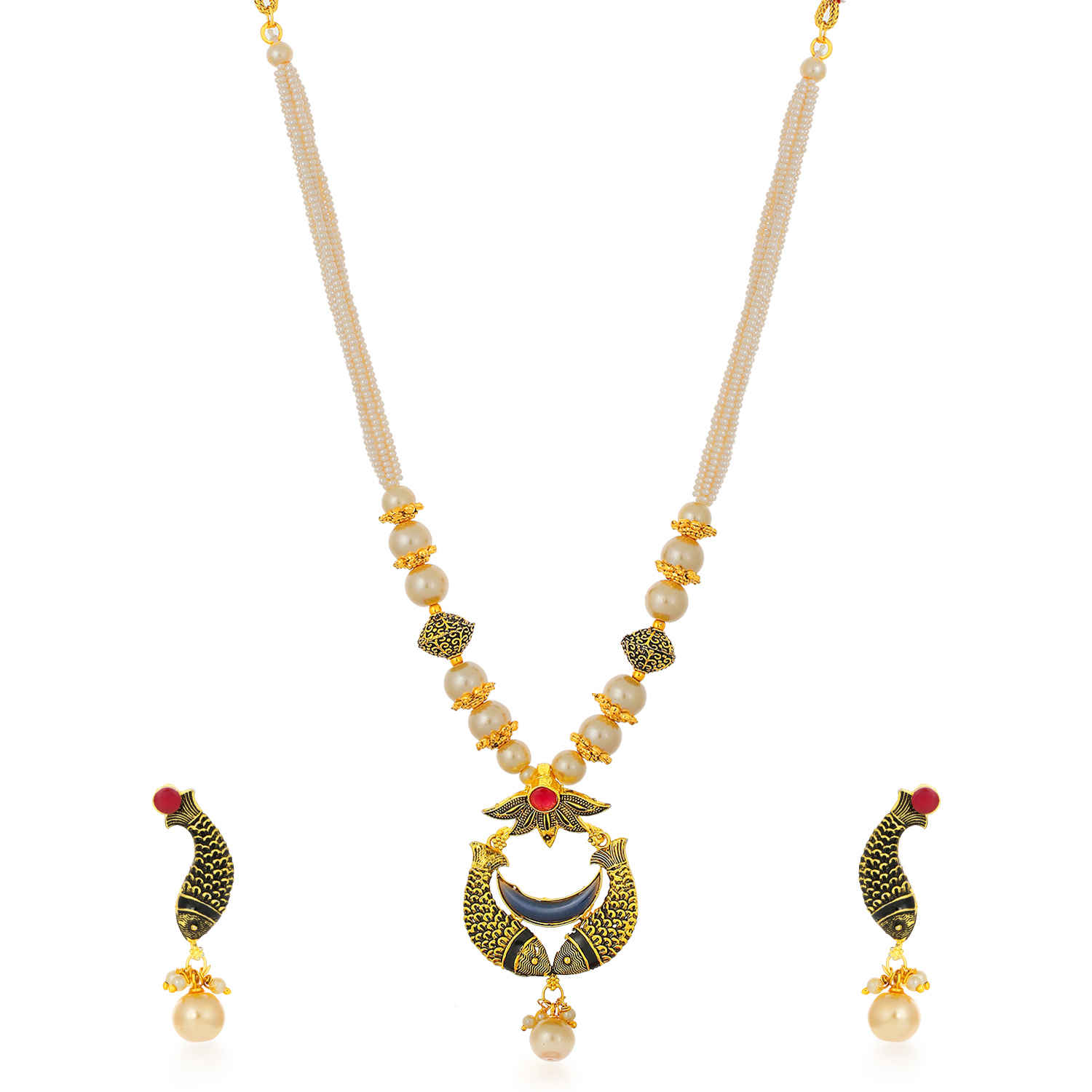 Buy Sukkhi Shimmering Fish Gold Plated Necklace Set for Women - N80102 - Purplle