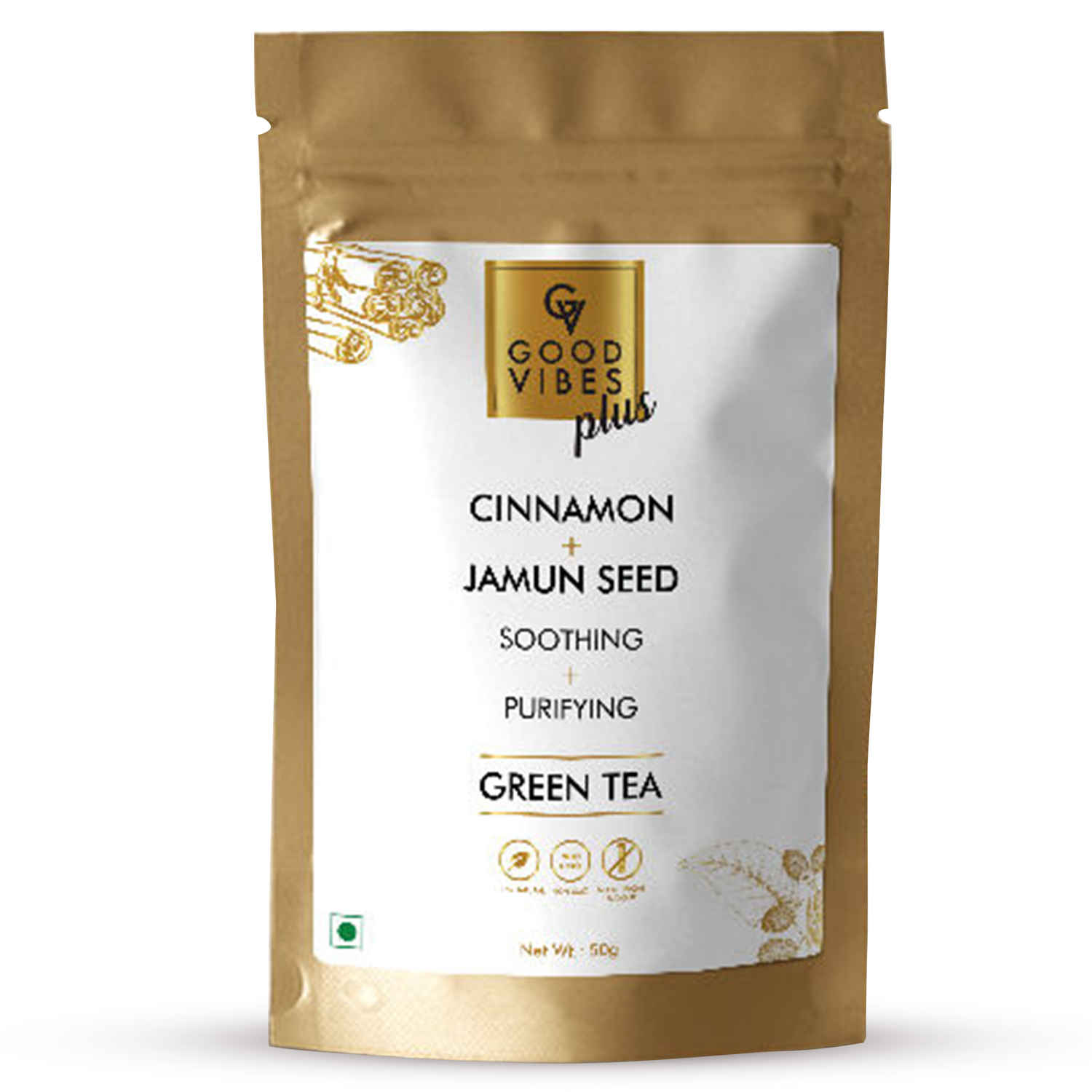 Buy Good Vibes Plus Soothing + Purifying Green Tea - Cinnamon + Jamun Seed (50 gm) - Purplle